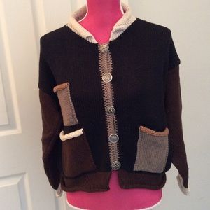 Ani Barrie color block cardigan sweater